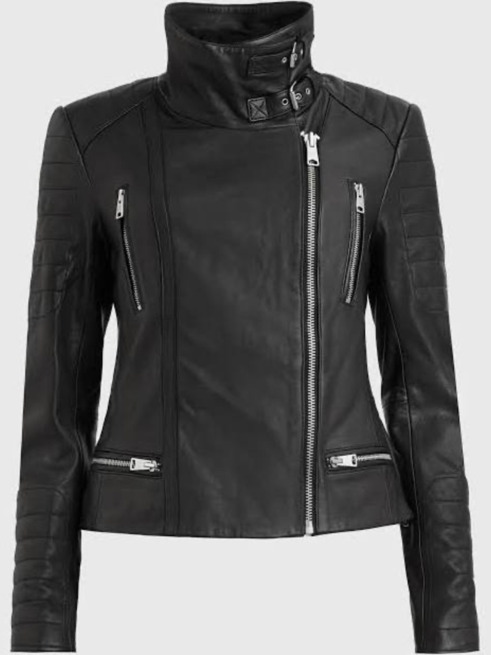 All Saints lamb leather jacket black